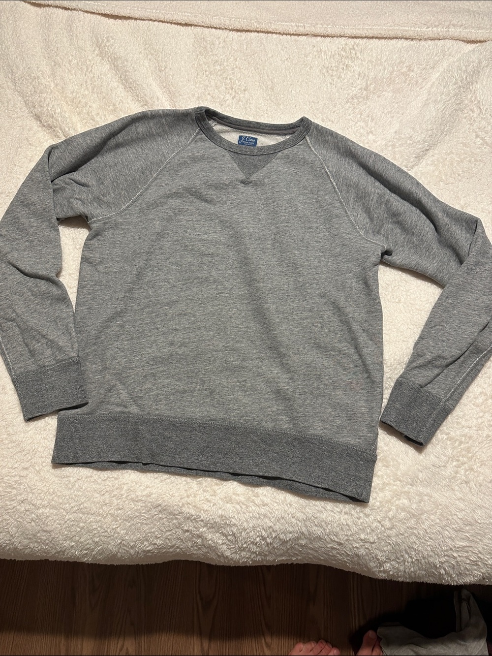 J. Crew Men's Heather Gray Vintage Fleece Crewneck Sweater